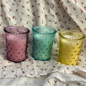 Knobglass Glass Votive Candles-Set of 3